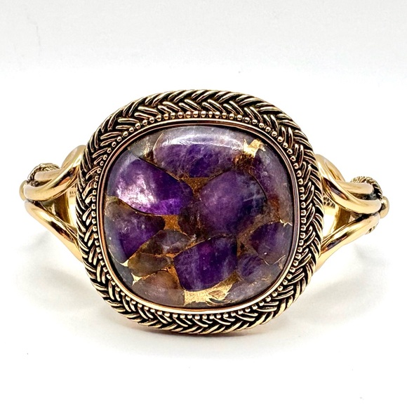 Studio Barse Bronze-Infused Amethyst Southwestern Style Cuff Bracelet - Picture 2 of 7
